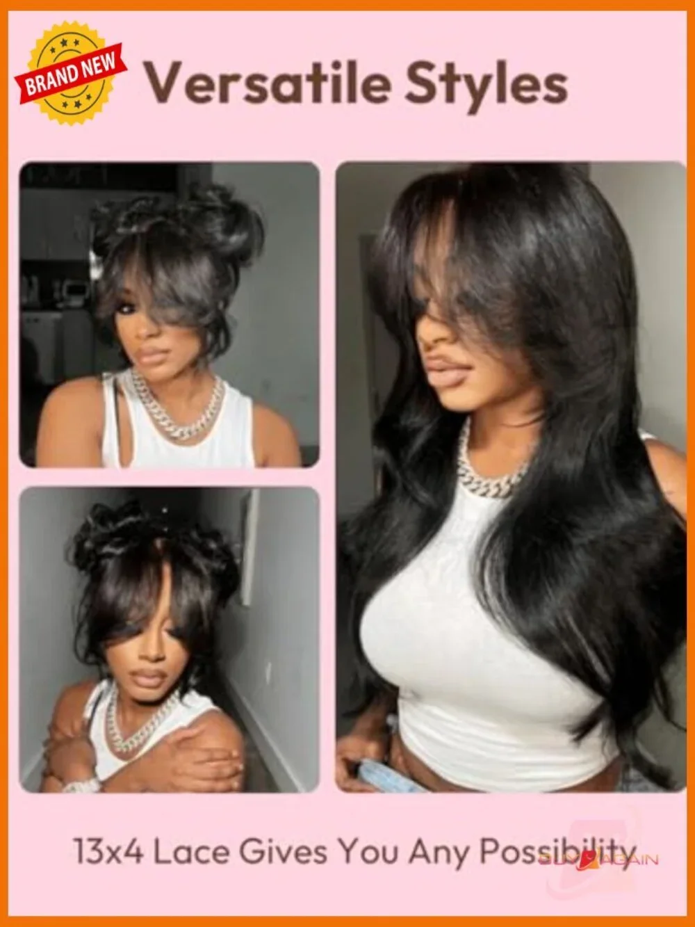 Pre Everything Body Wave 13x4 Lace Front Wig Human Hair with Curtain Bangs